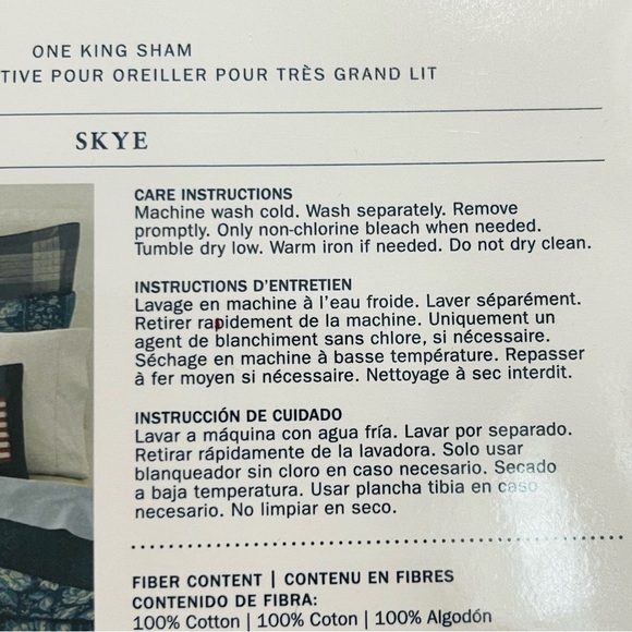 Ralph Lauren Skye King Pillow Sham 100% Cotton Denim Floral 20” X 36” NWT - Picture 4 of 10